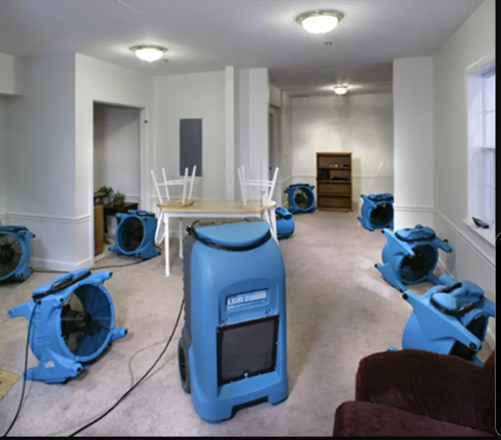 Air movers and dehumidifier setup for Water Extraction & Removal in Pullman